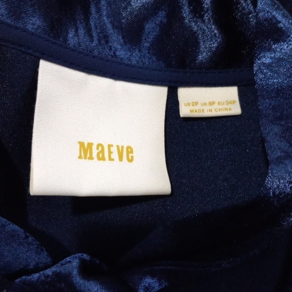 Anthropologie Maeve Navy Satin Tie Neck Sleeveless Swing Blouse Top 2P - Picture 13 of 16